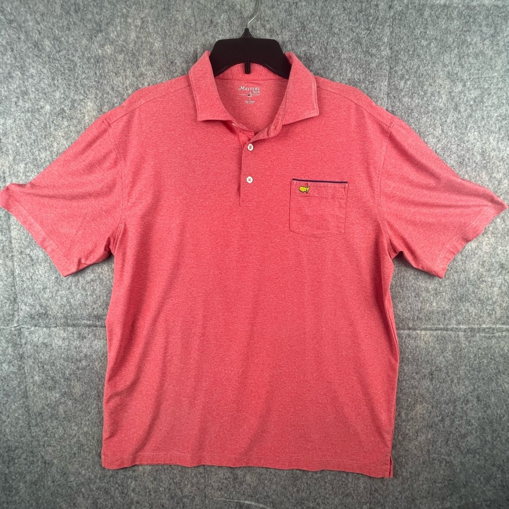 Masters Tech‎ Shirt Men Large Heather Red Augusta Golf Polo Performance